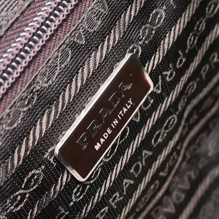 Prada Brown Red Canvas Leather Handbag 117 AQ00325