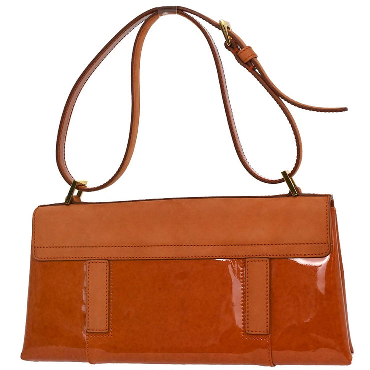 Bvlgari Orange Suede Patent Leather Handbag PAMEET AQ00326