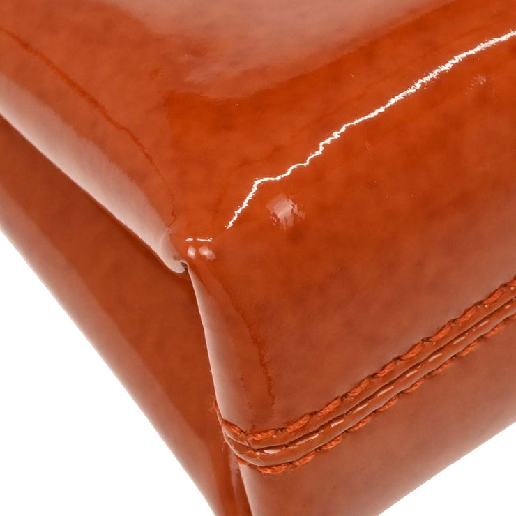 Bvlgari Orange Suede Patent Leather Handbag PAMEET AQ00326