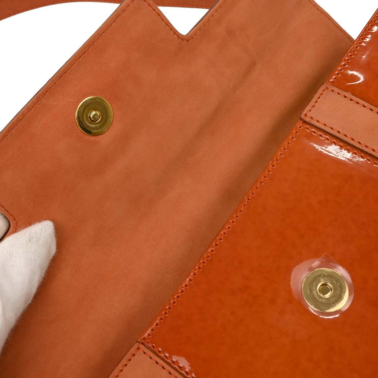 Bvlgari Orange Suede Patent Leather Handbag PAMEET AQ00326