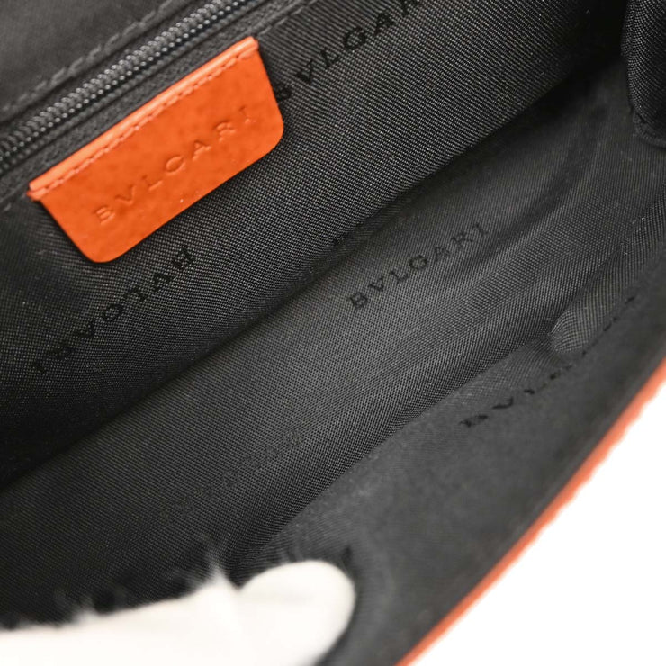Bvlgari Orange Suede Patent Leather Handbag PAMEET AQ00326