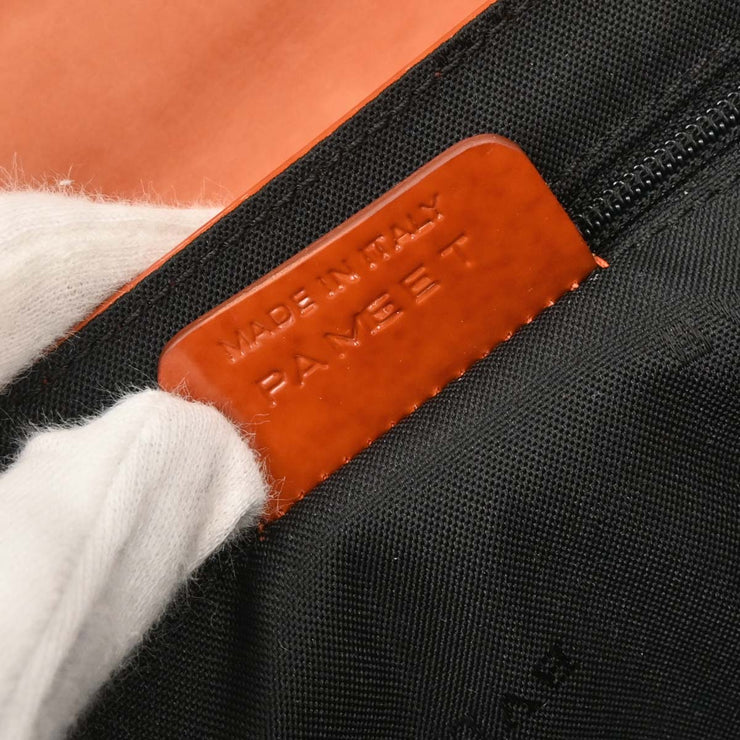Bvlgari Orange Suede Patent Leather Handbag PAMEET AQ00326