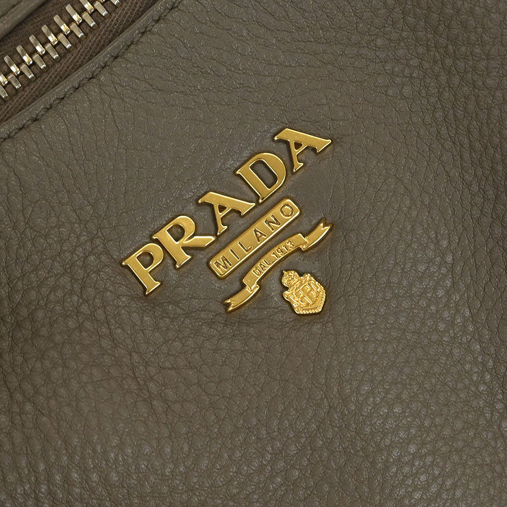 Prada Brown Leather Hobo Shoulder Bag 58/F/164 AQ00334