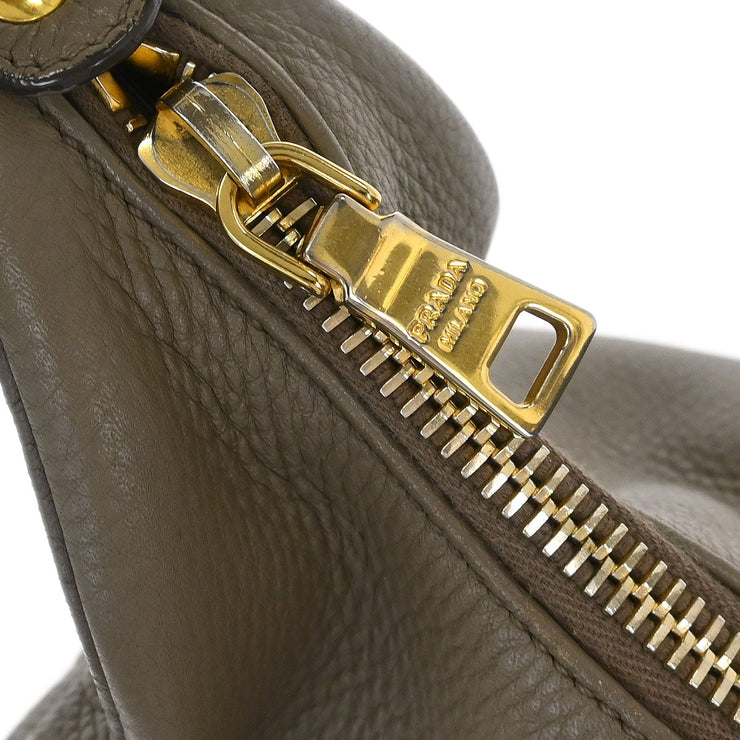 Prada Brown Leather Hobo Shoulder Bag 58/F/164 AQ00334