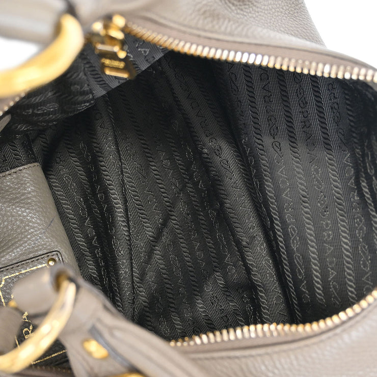 Prada Brown Leather Hobo Shoulder Bag 58/F/164 AQ00334