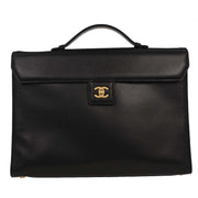 Chanel Black Calfskin Briefcase Business Handbag AQ00338