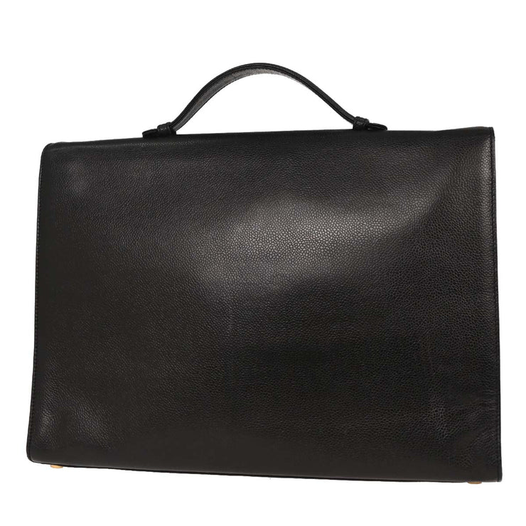 Chanel Black Calfskin Briefcase Business Handbag AQ00338