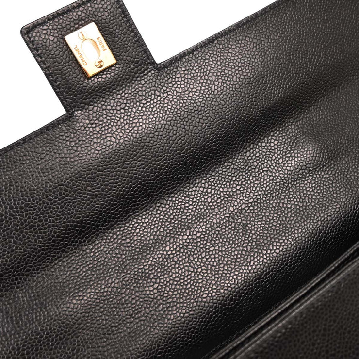 Chanel Black Calfskin Briefcase Business Handbag AQ00338