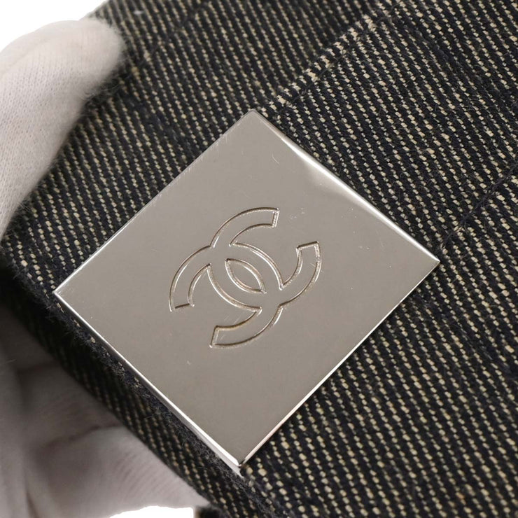 Chanel Gray Canvas Choco Bar Shoulder Bag AQ00355