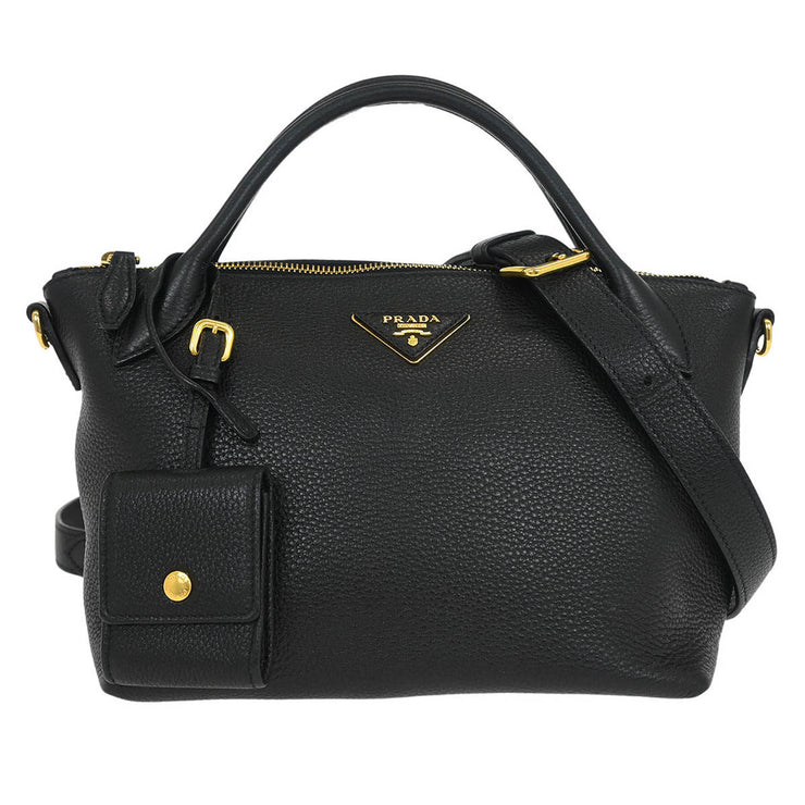 Prada Black Leather 2way Handbag 31/Z AQ00358