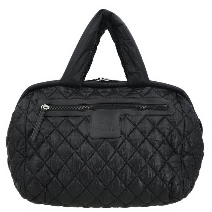 Chanel Black Nylon Coco Cocoon Bowling Bag Handbag AQ00397
