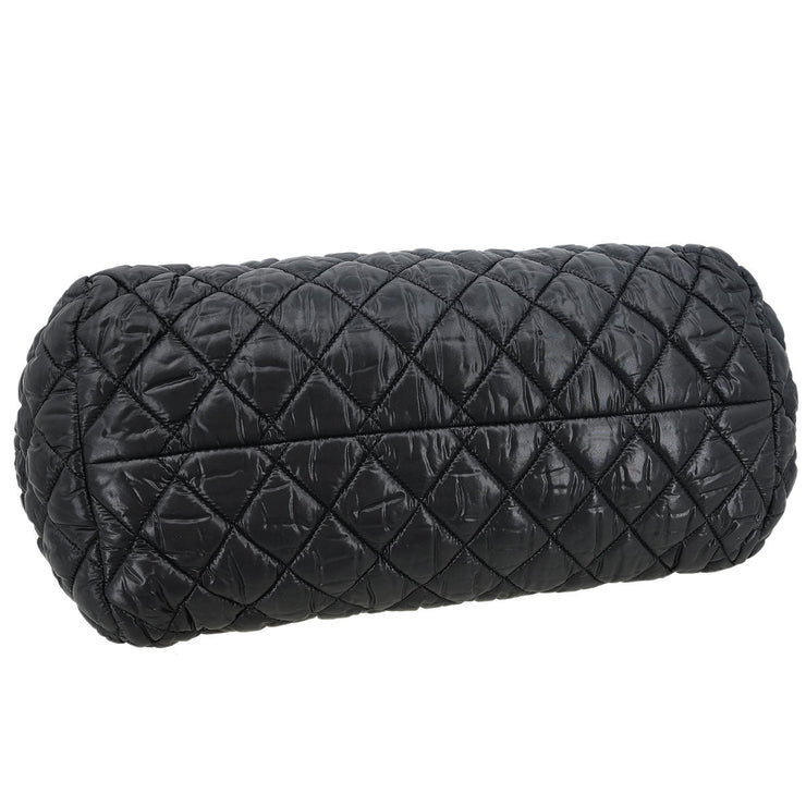 Chanel Black Nylon Coco Cocoon Bowling Bag Handbag AQ00397