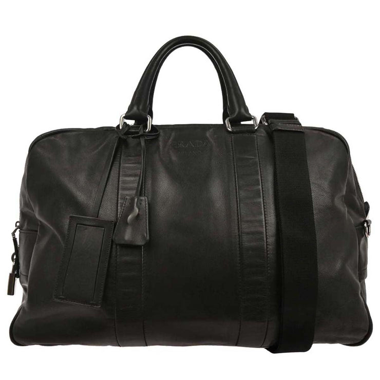 Prada Black Leather Duffle 2way Handbag 7 AQ00405