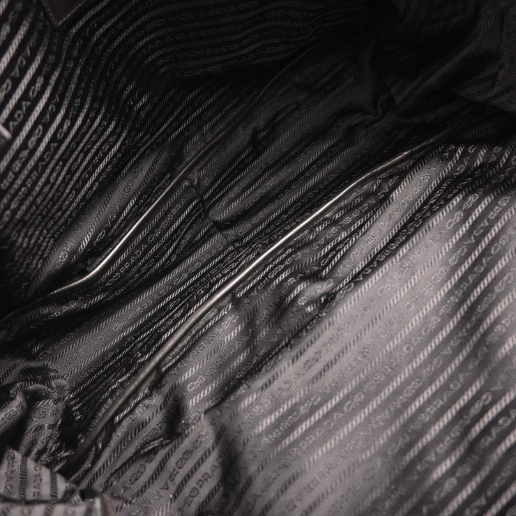 Prada Black Leather Duffle 2way Handbag 7 AQ00405