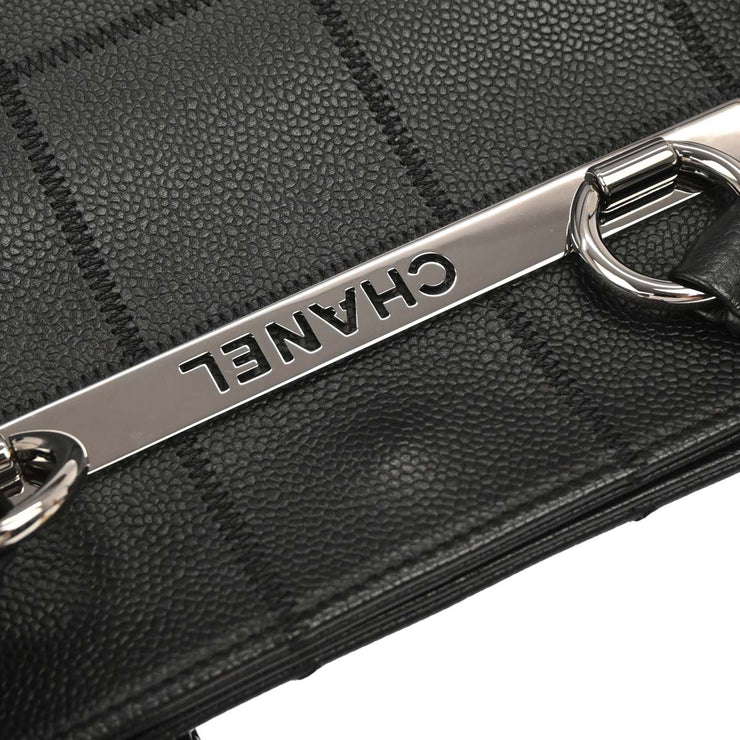 Chanel Black Calfskin Choco Bar Tote Handbag AQ00410