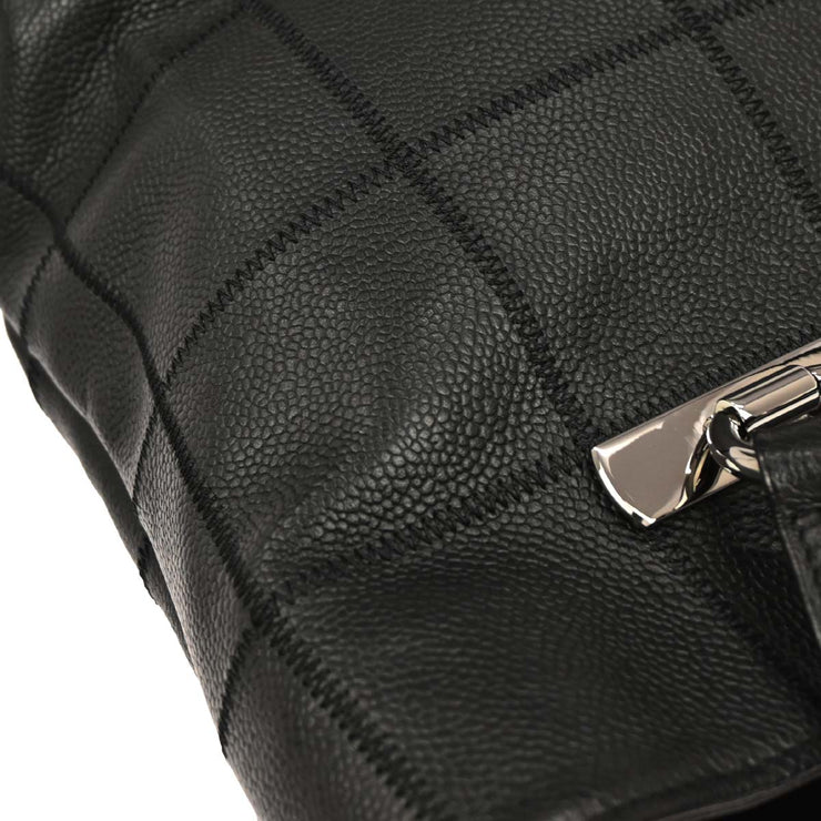 Chanel Black Calfskin Choco Bar Tote Handbag AQ00410