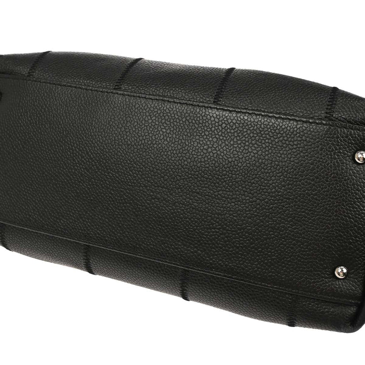 Chanel Black Calfskin Choco Bar Tote Handbag AQ00410