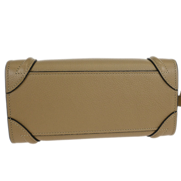 Celine Brown Leather Nano Luggage Tote Bag W-AT-3108 W-CU-3128 AQ00412