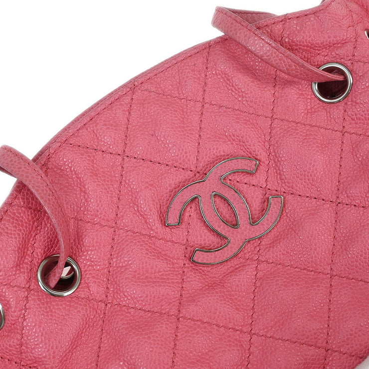 Chanel Pink Calfskin Tote Drawstring Handbag AQ00426