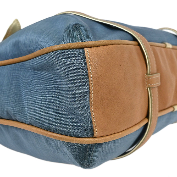 Loewe Blue Beige Nylon Leather Handbag 340807 AQ00441