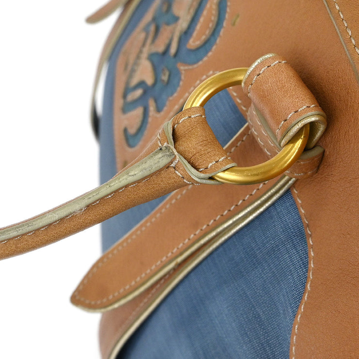 Loewe Blue Beige Nylon Leather Handbag 340807 AQ00441