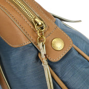 Loewe Blue Beige Nylon Leather Handbag 340807 AQ00441