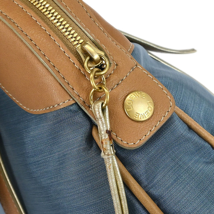 Loewe Blue Beige Nylon Leather Handbag 340807 AQ00441