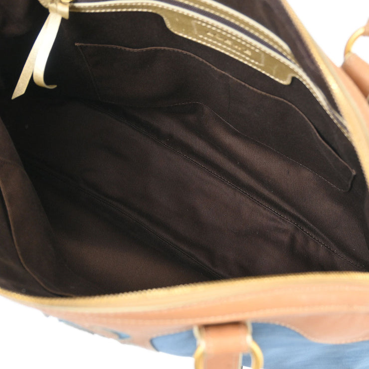 Loewe Blue Beige Nylon Leather Handbag 340807 AQ00441