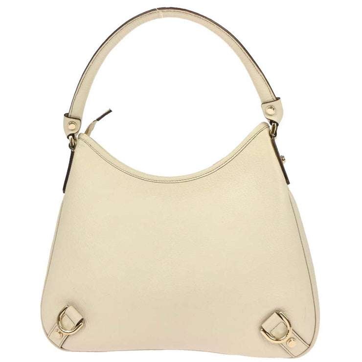 Gucci White Leather Abbey D Ring Handbag 130738 214397 AQ00445