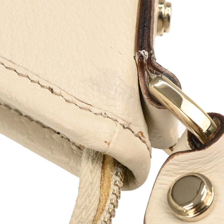 Gucci White Leather Abbey D Ring Handbag 130738 214397 AQ00445
