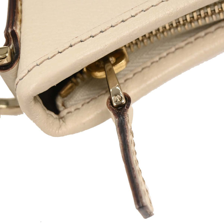 Gucci White Leather Abbey D Ring Handbag 130738 214397 AQ00445