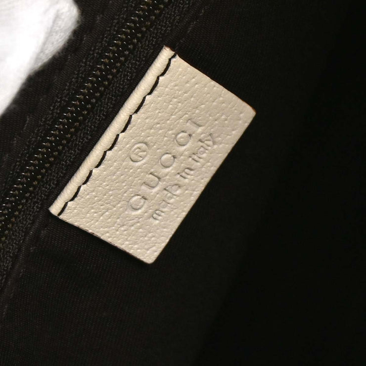 Gucci White Leather Abbey D Ring Handbag 130738 214397 AQ00445