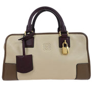 Loewe Beige Brown Bordeaux Amazona 28 Handbag 271202 AQ00472