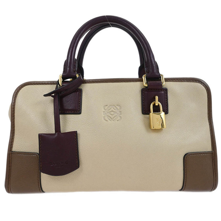 Loewe Beige Brown Bordeaux Amazona 28 Handbag 271202 AQ00472