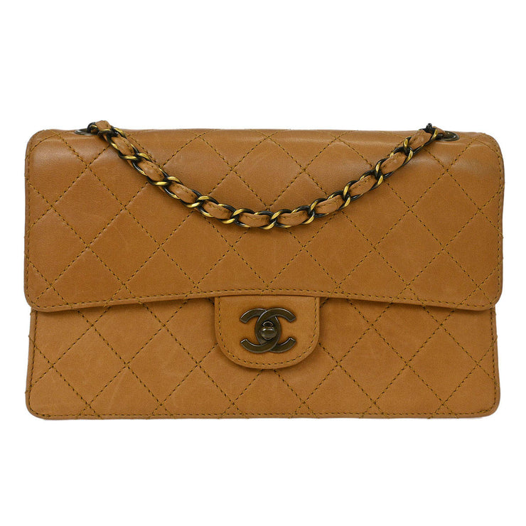 Chanel Brown Calfskin Medium Single Flap Shoulder Bag KQ00018