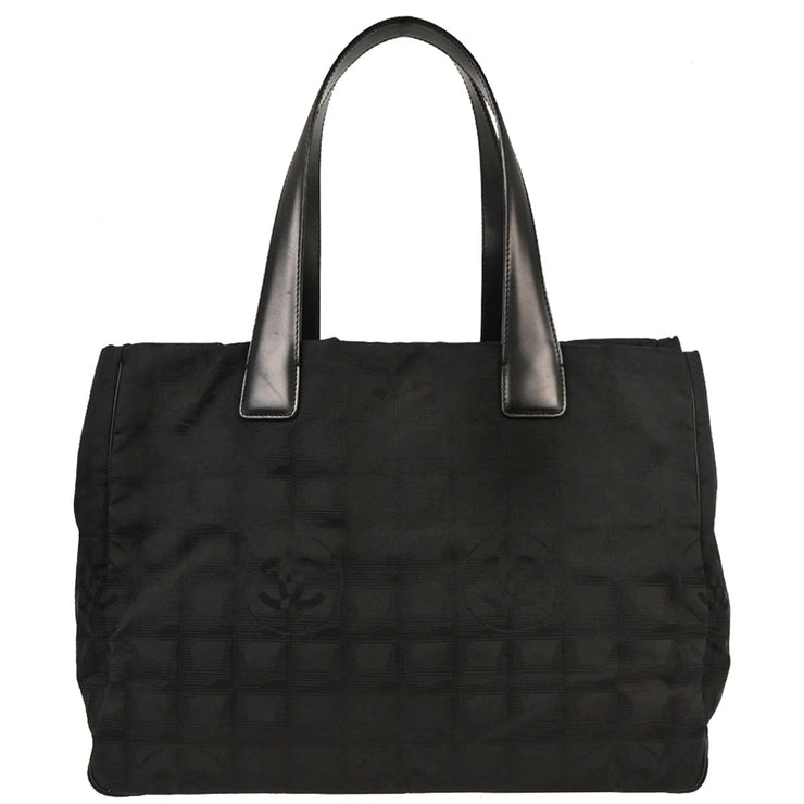 Chanel Black Jacquard Nylon Travel Line Tote Handbag NQ00099