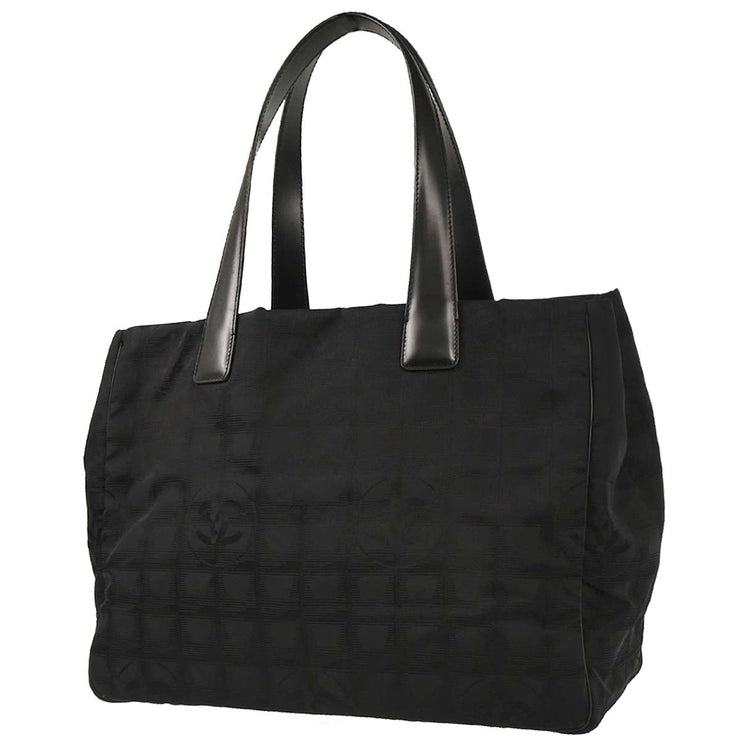 Chanel Black Jacquard Nylon Travel Line Tote Handbag NQ00099