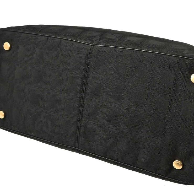Chanel Black Jacquard Nylon Travel Line Tote Handbag NQ00099