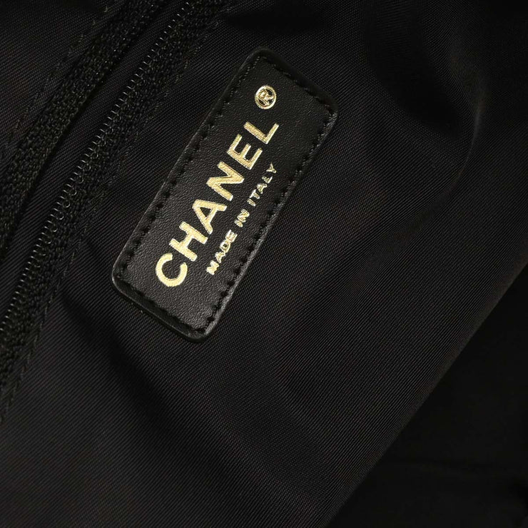 Chanel Black Jacquard Nylon Travel Line Tote Handbag NQ00099
