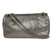Chanel Silver Perforated Mademoiselle Lock Single Flap Shoulder Bag XX00905