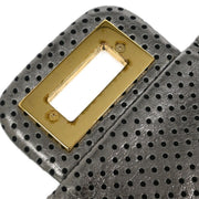 Chanel Silver Perforated Mademoiselle Lock Single Flap Shoulder Bag XX00905