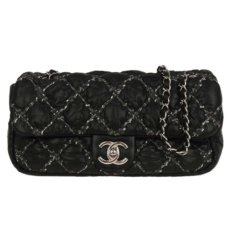 Chanel Black Nylon Paris-Byzance Tweed On Stitch Flap Shoulder Bag XX03567