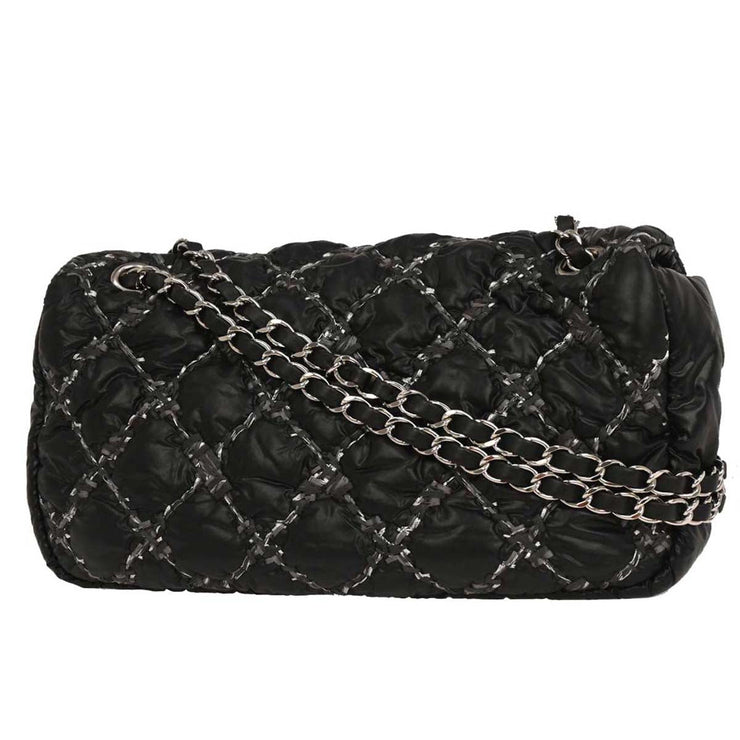 Chanel Black Nylon Paris-Byzance Tweed On Stitch Flap Shoulder Bag XX03567