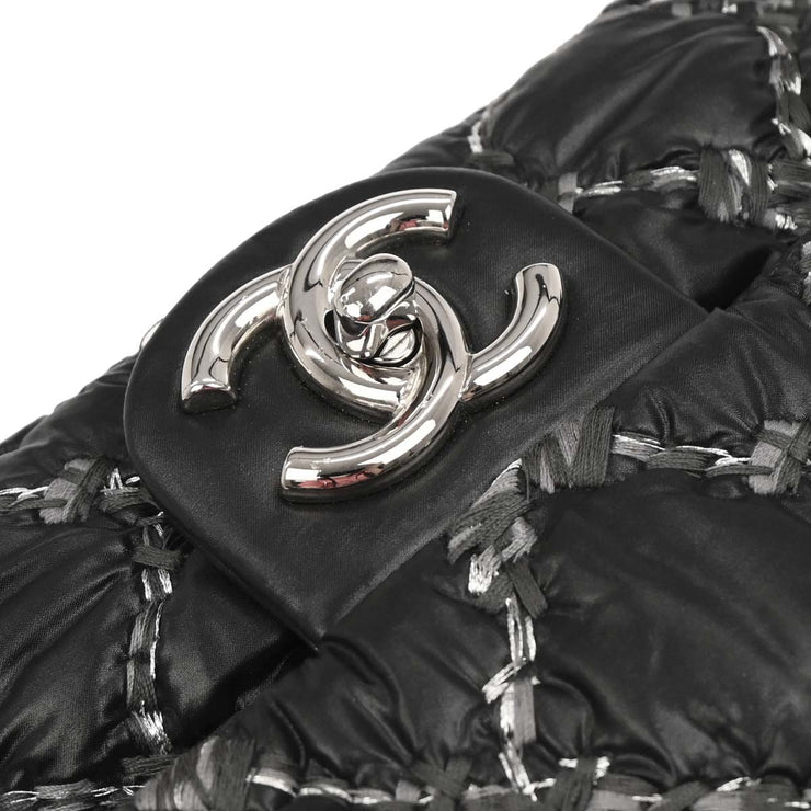 Chanel Black Nylon Paris-Byzance Tweed On Stitch Flap Shoulder Bag XX03567