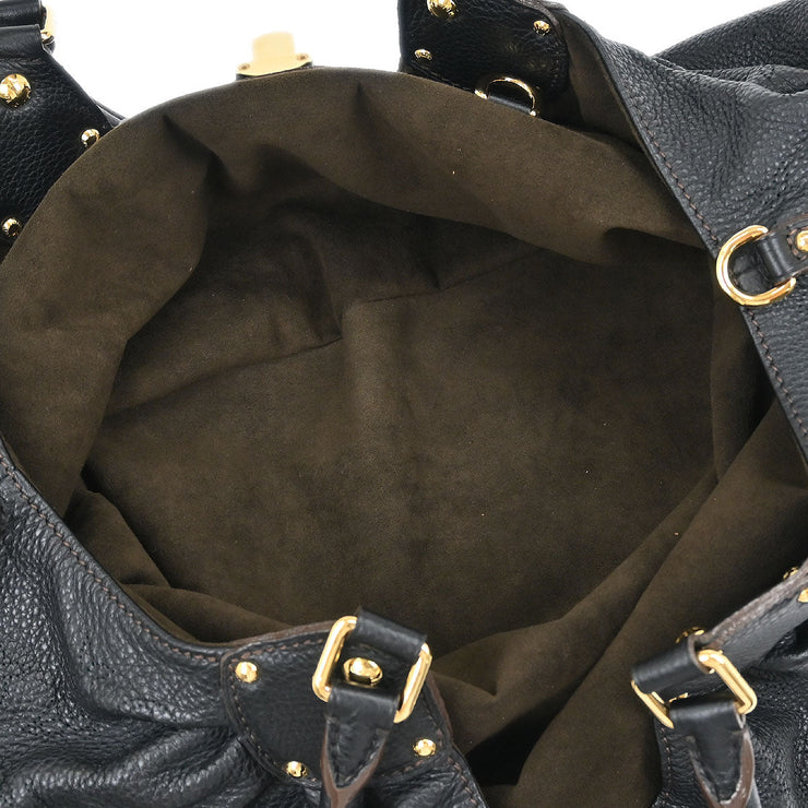 Louis Vuitton Black Mahina L Hobo Handbag M95765 TJ1141 XX03984