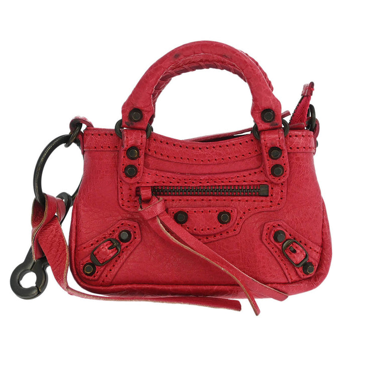 Balenciaga Red Bag Charm Coin Case Key Ring 253199.5765.1669 Small Good XX07125