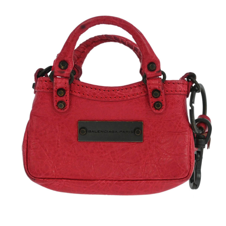 Balenciaga Red Bag Charm Coin Case Key Ring 253199.5765.1669 Small Good XX07125