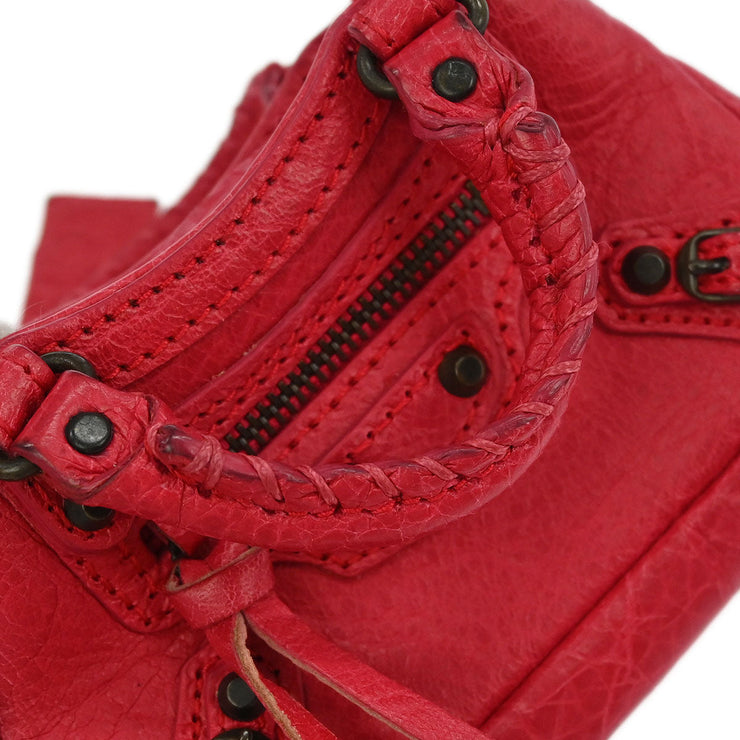 Balenciaga Red Bag Charm Coin Case Key Ring 253199.5765.1669 Small Good XX07125