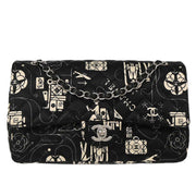 Chanel Black Satin Airline Medium Classic Double Flap Shoulder Bag XX08119