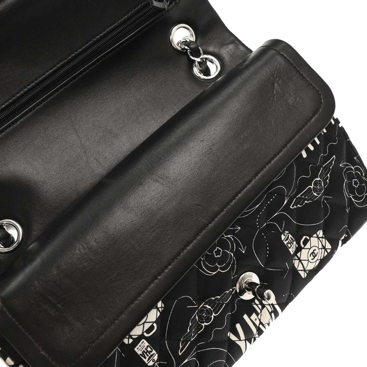 Chanel Black Satin Airline Medium Classic Double Flap Shoulder Bag XX08119